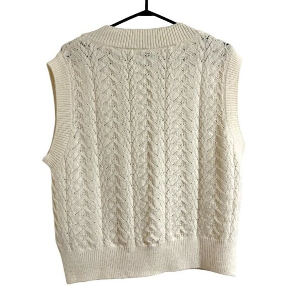 Zara Cream Cable Knit Sweater Vest - Picture 3 of 6